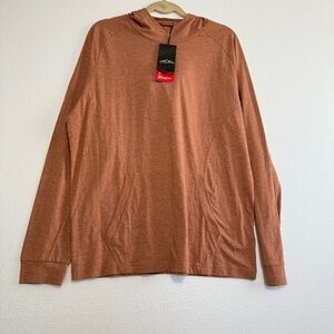 NWT Sun Mountain Gallantin Long Sleeve Hoodie Men Size L Sporty Relaxed Fit Rust